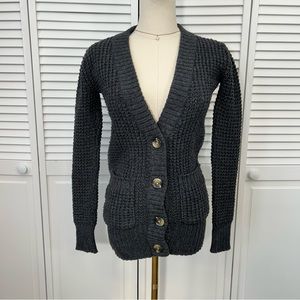 SOLD💗 Aerie Dark Gray Knitted Button Front Cardigan | Vintage Circa 2010 | XS